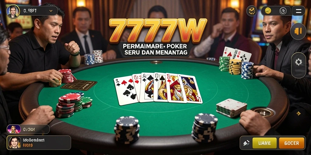 Screenshot gameplay poker yang menegangkan di 7777W.