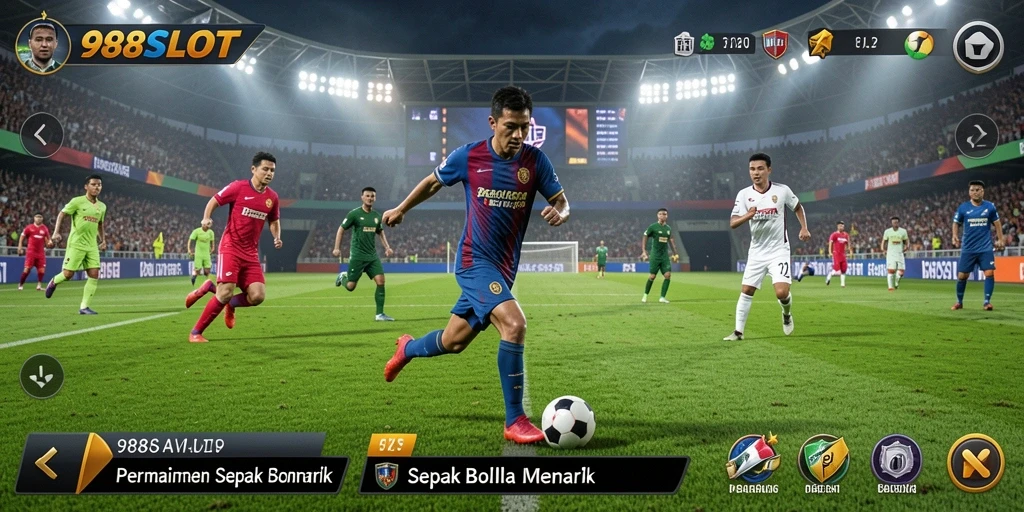 Tampilan menarik dari gameplay <strong>988SLOT</strong> yang penuh aksi sepak bola.