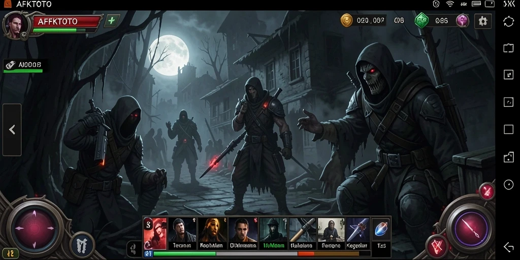 Screenshot AFKTOTO menampilkan suasana gameplay yang mencekam dan menyeramkan.