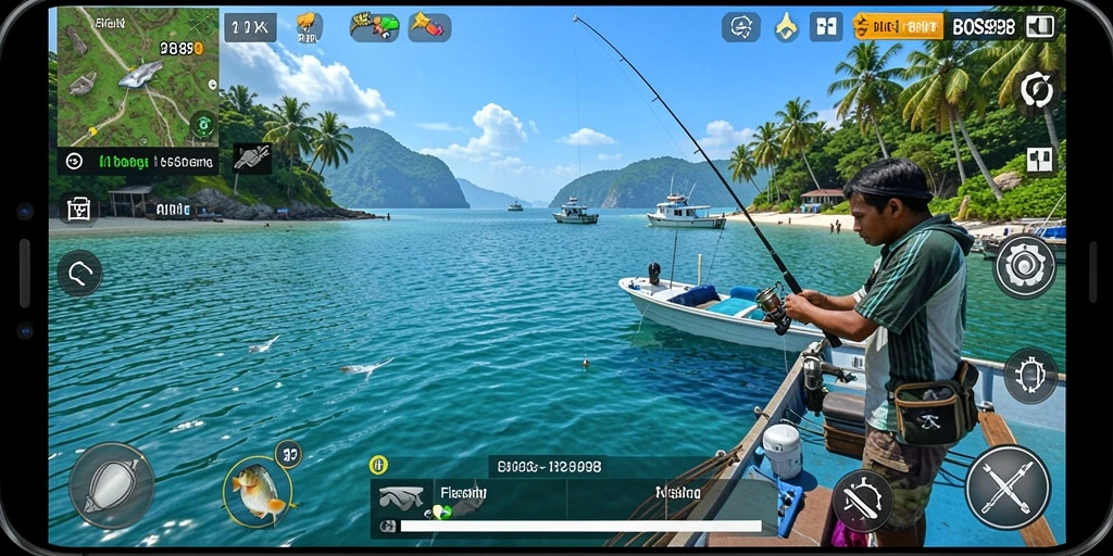 Screenshot gameplay BOS898 menampilkan aksi memancing yang mendebarkan.