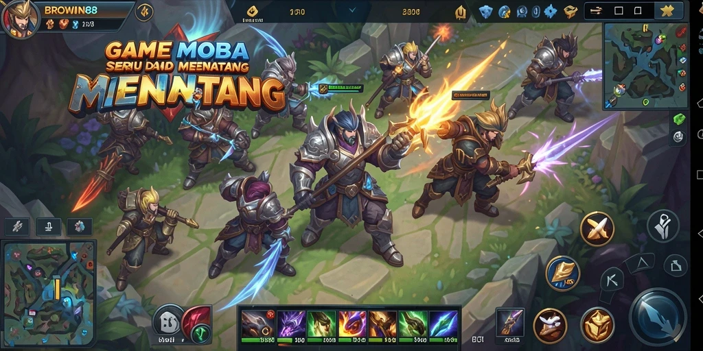 Tangkapan layar gameplay BROWIN88 menampilkan serunya pertarungan MOBA.