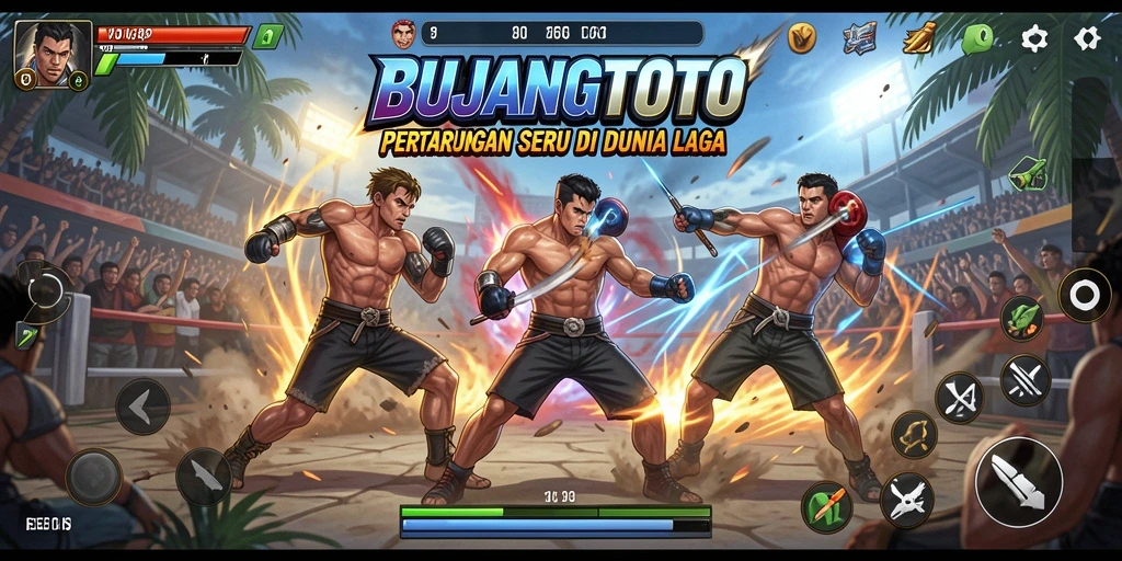 Tampilan gameplay seru dengan pertarungan karakter yang beragam.