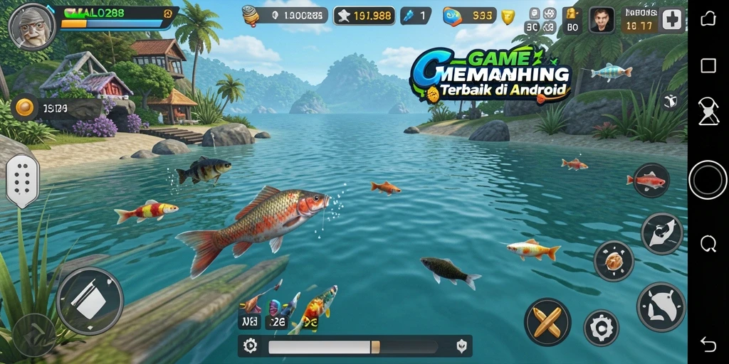 Tampilan gameplay <strong>CALO288</strong> yang menakjubkan saat memancing di laut.