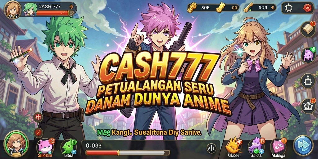 Screenshot menunjukkan karakter anime beraksi dalam pertempuran seru.