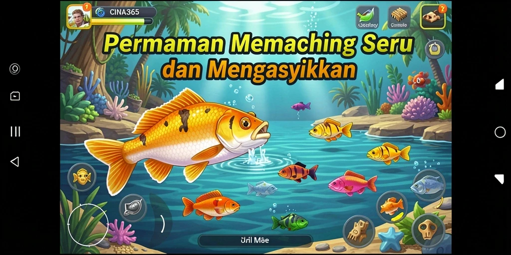 Screenshot utama CINA365 menampilkan gameplay memancing yang mendebarkan.