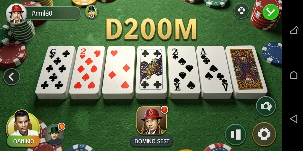 Tampilan gameplay Domino yang seru dan interaktif dalam D200M.