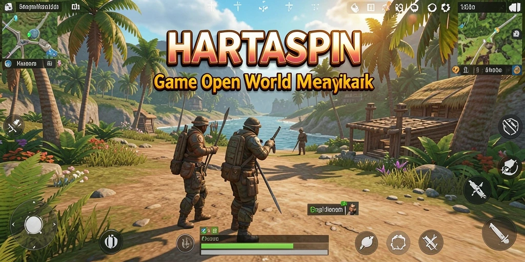 Screenshot gameplay HARTASPIN menampilkan dunia Open World yang luas dan interaktif.