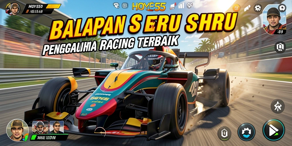 Screenshot gameplay HOYE55 menunjukkan aksi balapan yang menegangkan dan mendebarkan.