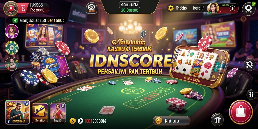 Gameplay seru IDNSCORE dengan berbagai permainan kasino menarik.