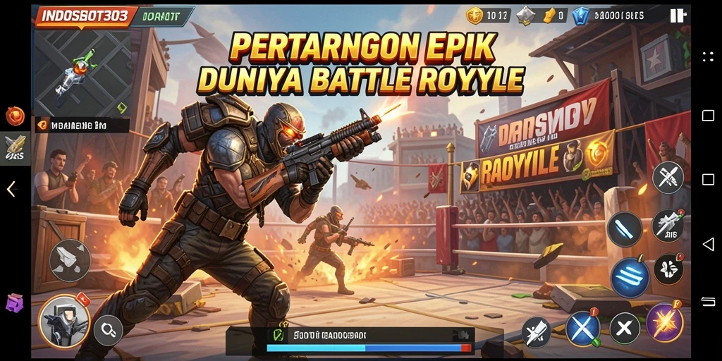 Tampilan aksi seru di INDOSLOT303 saat bertempur di arena Battle Royale.
