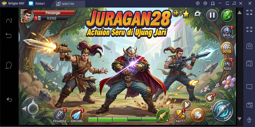 Tampilan gameplay seru dan aksi mendebarkan dalam JURAGAN28.