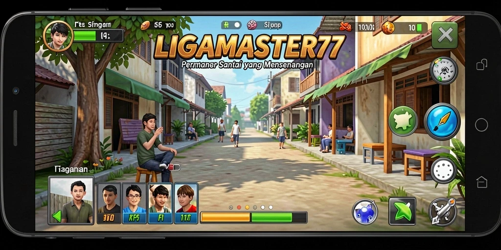 Tangkapan layar menunjukkan gameplay seru LIGAMASTER77 dengan grafis cerah.