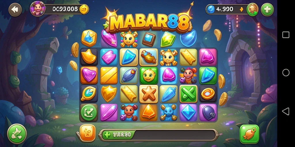Tampilan gameplay seru MABAR88 dengan berbagai tantangan Match-3.