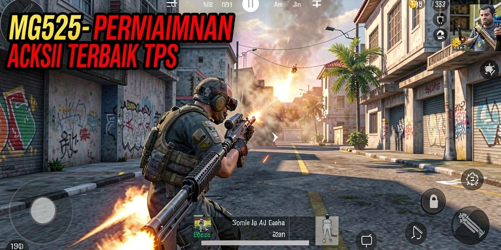 Gameplay MG525 dengan aksi pejuang dalam pertempuran TPS.
