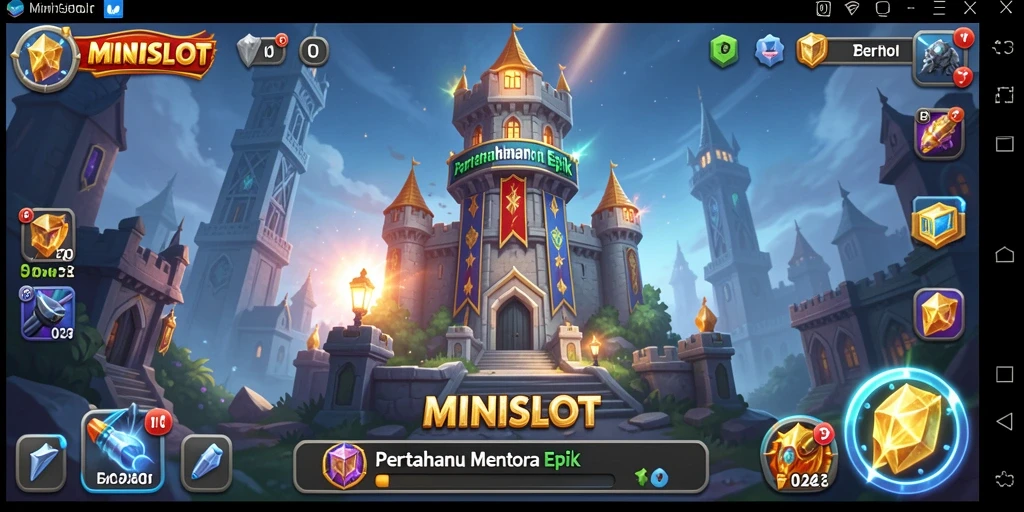 Tampilan gameplay mengesankan dari MINISLOT dalam pertahanan menara.