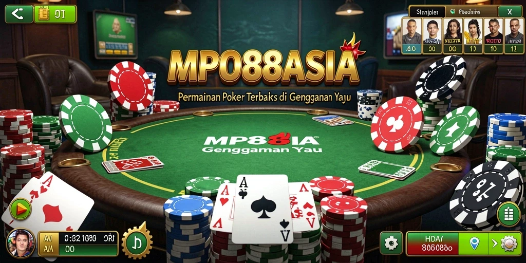 Tampilan gameplay seru dari MPO88ASIA dengan meja Poker ramai.