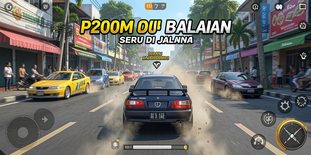 Tampilan gameplay balapan yang menegangkan di P200M.