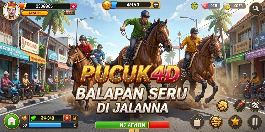 Tangkapan layar dari gameplay balapan yang seru dalam PUCUK4D.