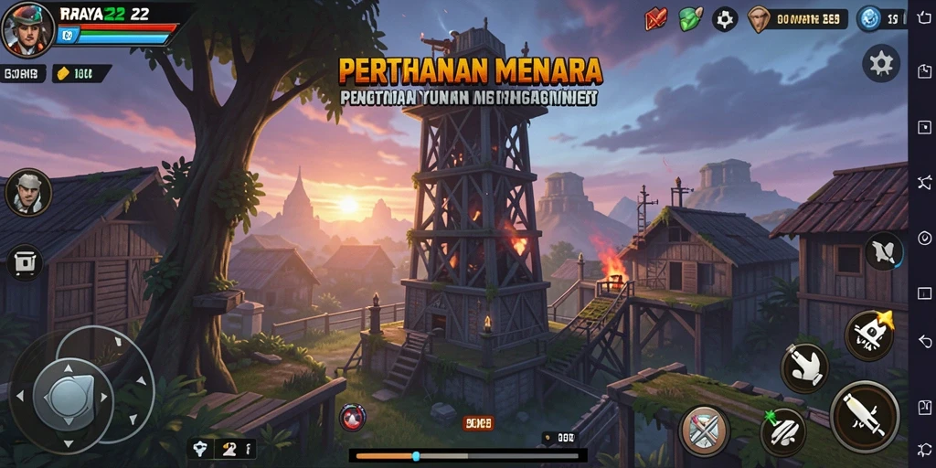 Tangkapan layar RAYA22 menampilkan intensitas gameplay Tower Defense yang mendebarkan.