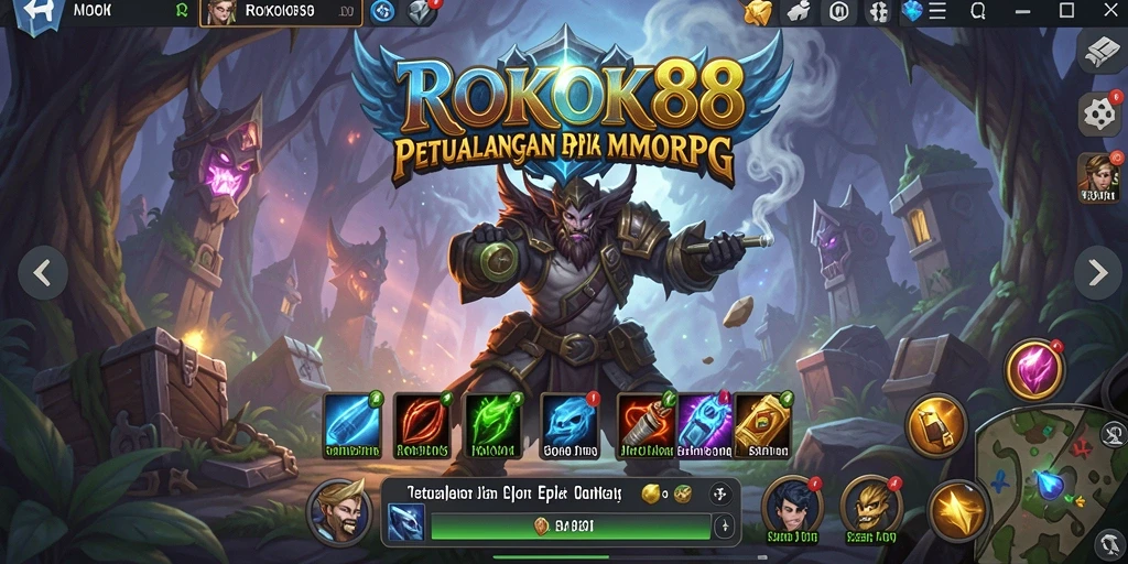 Gameplay ROKOK88 menunjukkan pertempuran epik di dunia fantastis.