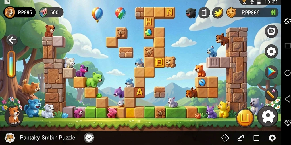 Tampilan gameplay RP886 yang seru dan menantang dalam menyelesaikan puzzle.