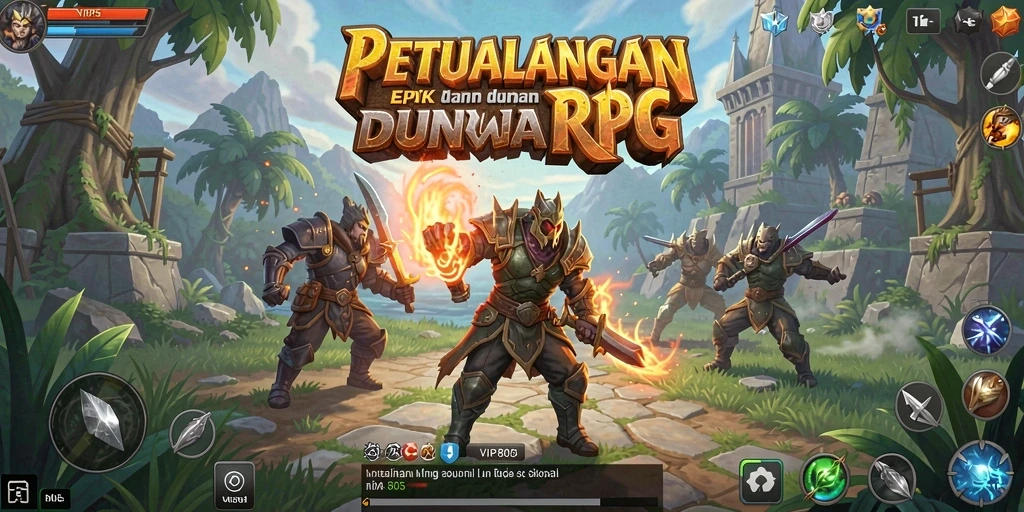 Screenshot gameplay unik dari VIP805 yang menampilkan petualangan RPG.