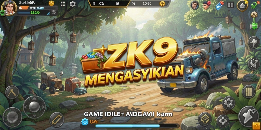 Screenshot gameplay ZK9 yang menunjukkan kemajuan dalam permainan Idle.